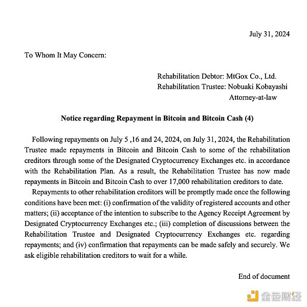 Mt.Gox已償還95457枚Bitcoin 4次償還均造成市場 圖片