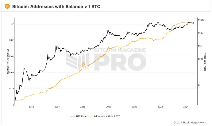 超過100萬個Bitcoin地址顯示強勁采用趨勢圖片