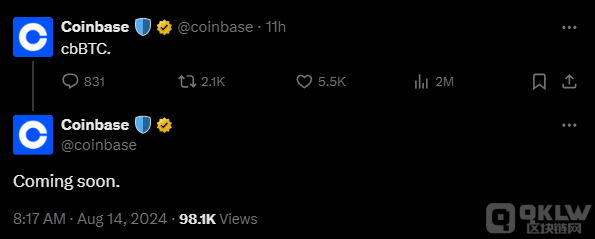 Coinbase即將推出cbBTCTokens，市場反應(yīng)熱烈圖片